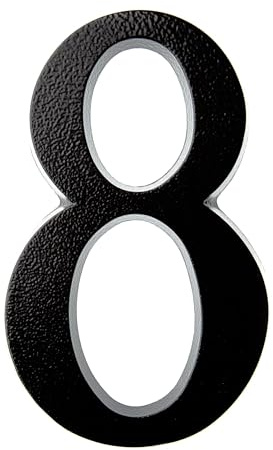 HUBER Hausnummer 8 aus Aluminium 20 cm I Hausnummern für Haus & Tür I House Number XL I Hausnummernschilder in edlem schwarzen 3D Design, pulverbeschichtet