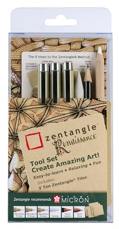 Zentangle 11 Renaissance Malset mit Sakura Pigma Micron Finelinern, Stoffen und Bleistiften
