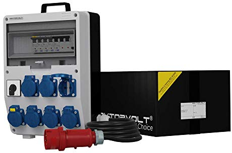 Doktorvolt Stromverteiler Baustromverteiler Wandverteiler Steckdosenverteiler Mit Kabel Und Stecker 7x230V TD-S/FI 6169