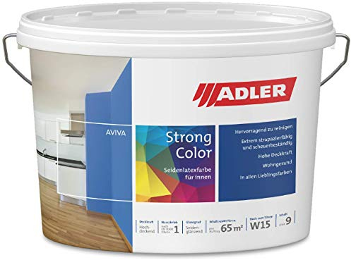 ADLER Aviva Strong-Color - 3 L - Premium Latexfarbe RAL7045 Telegrau - abwaschbare Wandfarbe für Küche, Bad & Flur, extrem strapazierfähig