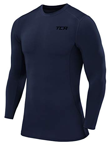 TCA Hombre ProPerformance Camiseta Compresión Termica - Manga Larga - Azul Oscuro, L