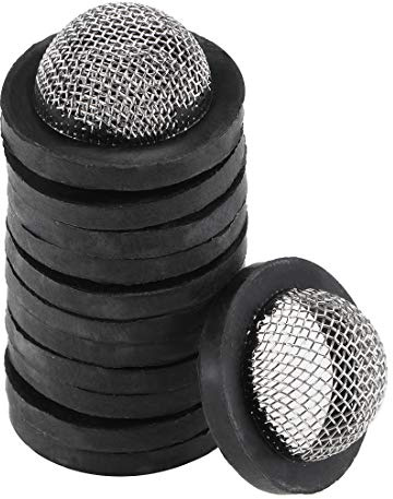 sourcing map Paquete de 12 Goma Planas Arandelas 24mm OD 17mm ID 3mm Grosor | con Inoxidable Acero Filtro de entrada, para Grifo Tubería Agua Manguera