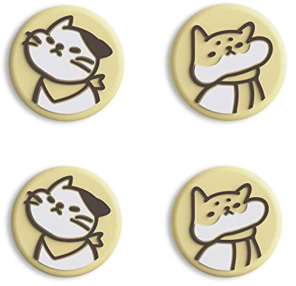 eXtremeRate PlayVital Cute Thumb Grip Caps for Nintendo Switch OLED, Joystick Caps for Switch Lite, Silicone Analog Cover Thumbstick Grips for Switch Joycon - Kitten & Doggie Cream Yellow