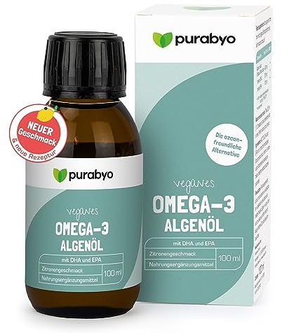 Algenöl flüssig Omega 3 VEGAN | im Glas | Veganes Algenöl | Omega 3 Fettsäuren DHA und EPA | hochdosiert | Hoher EPA Gehalt | 315 mg DHA und 105 mg EPA