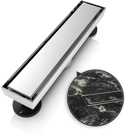 WEBANG 12 Inch Linear Shower Drain Rectangular Floor Drain with Accessories Reversible 2-in-1 Cover Tile Insert Grate Removable SUS304 Stainless Steel CUPC Certified Brushed
