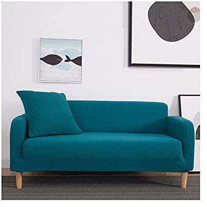 AMDXD Sofaüberwürfe 3 Sitzer, Einfarbig Couchbezug Geeignet für 1/2/ 3/4 Sitzsofa und Ecksofa, in Polyester, Anti-Rutsch, Elastischer, Blau