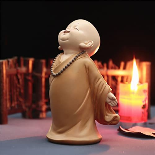 LINCD Buddhistische kleine Mönchsstatuen Harz Buddha Figur Skulptur Handgemachte Heimdekorateur Miniaturen Raumdekoration Handwerk