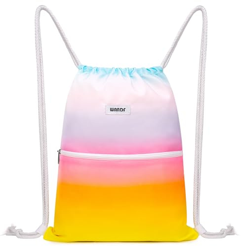 WANDF Drawstring Backpack String Bag Sackpack Cinch Water Resistant Nylon for Gym Shopping Sport Yoga