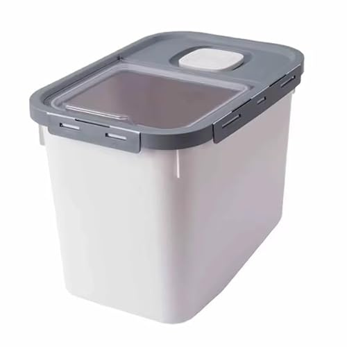 Chameleon 12L Pet Food Container for Dog Cat Dry Feed Storage Box Bin 5.5kg (White & Grey)