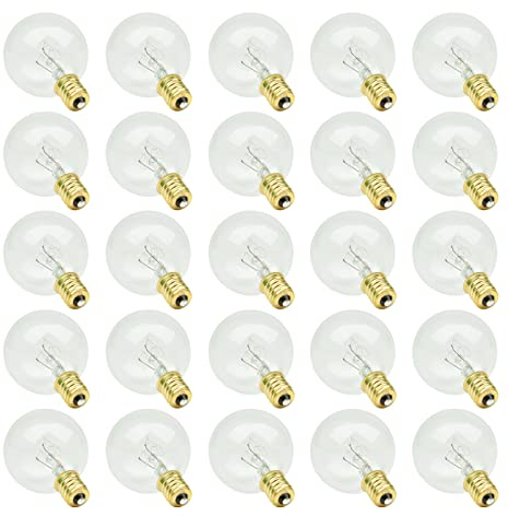 G40 Ersatz Glühbirnen, 25 Stück 7W 2200k Warmweiß Wolfram Edison Glühbirnen, E12 glühbirne, für Balkon Veranda Party Terrassenbeleuchtung Hochzeit Balkon Dekoration,220-240 Spannung (Warmweiß)