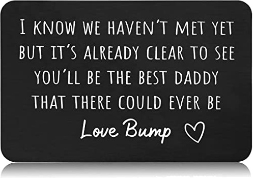 FYSIA Sentimental Pregnancy Announcement Gift for Dad from Baby Bump-Daddy to Be Gift-Fathers Day Christmas Birthday Gift for Father-I Know We Haven't Met Yet-Engraved Wallet Insert Card Decor