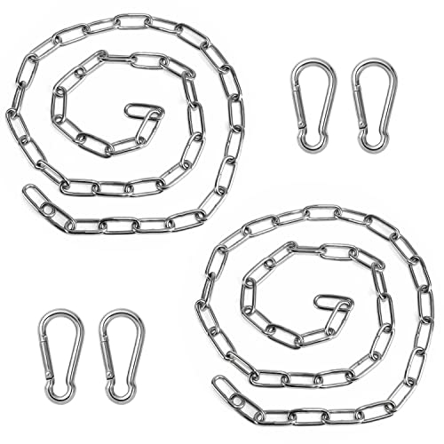 Kette 304 Edelstahl Metall Ketten 2Meter Ø3mm Rundstahlkette mit Karabiner für Schaukeln Hängesessel Sandsäcke Blumentöpfe Vogelkäfig Schatten Segel Zaun Haustier Hundekette Billboard Ornaments DIY