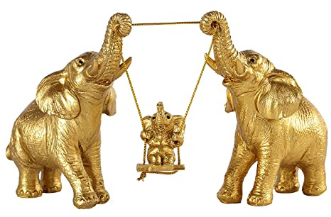 Estatua de elefante para decoración del hogar. Decoración de elefante dorado para sala de estar, oficina, estante, centro de mesa. Regalos de elefante para mujeres, mamá. Figuras de elefante de buena