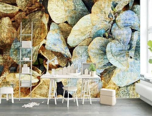 Photo Wallpaper 3D Vintage Pansy Leaves Non Woven Mural Living Room Bedroom Mural Wall Decor 200(W) X140(H) Cm