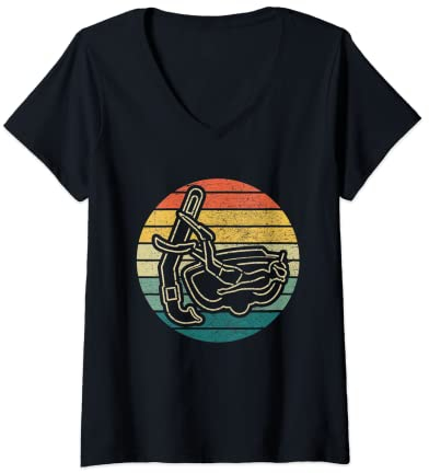 Damen Vintage Schnorchel Brille Schnorchel Schnorcheln T-Shirt mit V-Ausschnitt