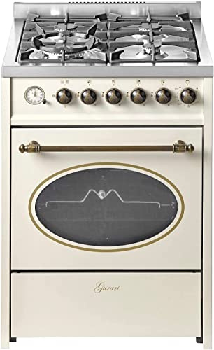 GURARI 614 CR Cuisinière sur pied 60 cm Gaz naturel Fl.Gas 4 Kw WOK, Barbecue à gaz, Range Cooker, Tiroir avec poussette, Contrôle du gaz, tournebroche. Gaz naturel, gaz propane