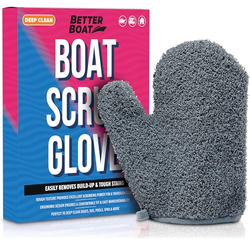 Boat Scrubbing Brush Glove, Heavy-Duty Deck and Hull Scrub Mitt for Floors | Aluminum, Pontoon, Marine and Fishing Boat Accessories