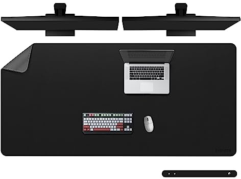Chihein 140 x 70cm 4XL PU-Leder-Schreibtischunterlage (schwarz/grau), riesiges Mauspad, doppelseitig verwendbare Schreibtischunterlage für Gaming, Arbeit, Zuhause