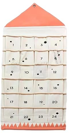 rongweiwang Fyllbar adventskalender gjord av canvas för robust och slitstark adventskalender för jul med 24 fickor, rosa