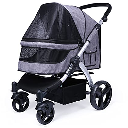 Hundebuggy für große Hunde – hält 30 kg, Reise-Tragetasche mit atmungsaktivem Oxford-Tuch – Kinderwagen aus Aluminiumlegierung – ideal für zwei Katzen