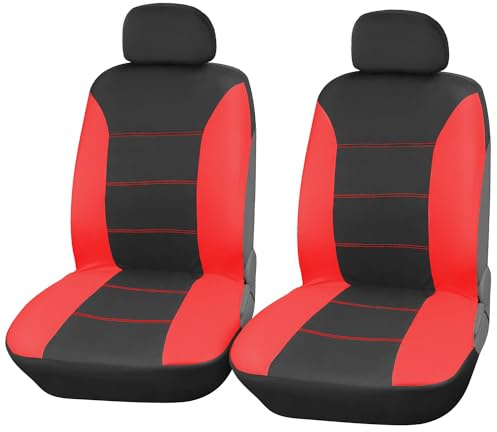 Upgrade4cars Autositzbezüge Set für die Vordersitze | Auto-Schonbezüge Universal in Rot | Autositzbezug für den Fahrersitz & Beifahrer