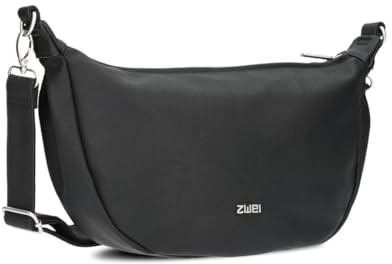 Zwei Damen Handtasche Mademoiselle.M M70 Moon-Bag 4 Liter Trend-Tasche in Halbmond-Form vielseitig als Bauchtasche Crossbody-Bag Abendtasche Umhängetasche zu tragen (nubuk-black)