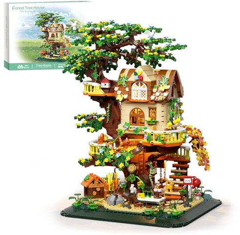 RAVAYO Forest Tree Building House Blocks Set with LED, Creative Toy for Adults Teen 14+, Mini Brick 2071pcs