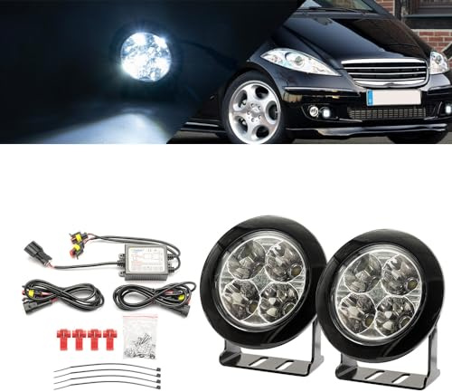 NSLUMO LED-Tagfahrlicht für Mercedes-Benz A-Class W168 W169 1997-2012 | Frontstoßfänger-Tagfahrlichtreflektoren Tagfahr-/Standlichter Klarglas 6000K Xenonweiß Plug&Play 2PCS