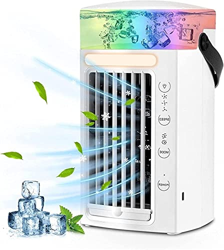 Aire acondicionado portátil silencioso sin escape, humidifica el aire acondicionado barato, utiliza solo cubo refrigerante de agua limpia, para oficina, viajes, camping