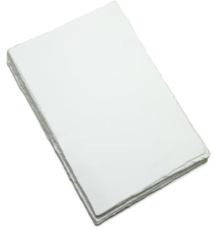 Fausta Handmade White Textured Cotton Paper A4 25 Sheets 11.69 X 8.27, 400 GSM | Deckle Edge Papers for Artists, Writers, Mixed Media, Blank Paper Sheets
