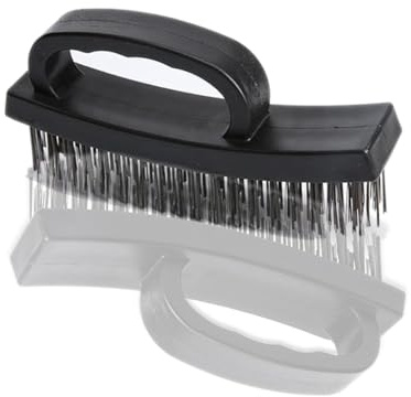 Wire Brush with Ergonomic Handle 4-Row Carbon Steel Brush Heavy Duty for Rust and Dirt Removal Multi-Function for Cleaning Roof Tiles, BBQ, and Paint Removal on Stone Walls