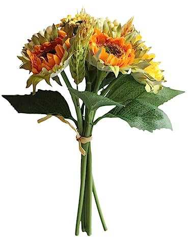 Garneck 1pc Künstliche Sonnenblumen Anordnung Hochzeit Sonnenblumen Bouquet Simulierte Blume Chic Thanksgiving Decor Home Gefälschte Blume