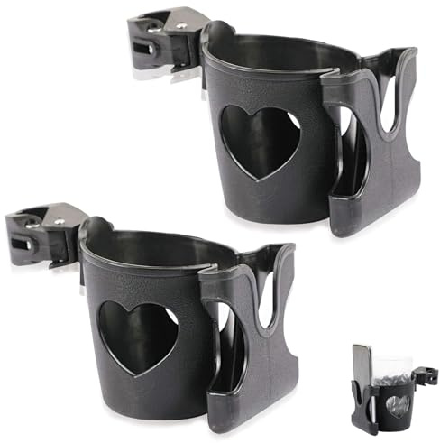 Cup Holder for Pram With Phone Storage Box - Universal Coffee Cup Holder Accessory for Pushchair, Stroller, Buggy and Bike - 2Pcs