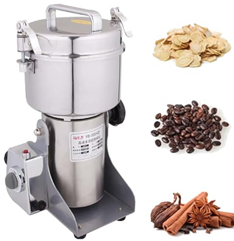 Grain Mill Grinder Electric,High Speed Commercial Spice Grinder,Safety Stainless Steel Dry Grinder Machine for Flour Wheat Nut Corn Rice Pepper Herbs Coffee, Coffee