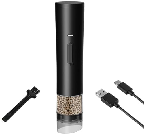 Electric Pepper Grinder – Compact Rechargeable Salt Mill | Built-in 1200mAh Battery, Single-Handed Use, Adjustable Ceramic Grinding For Pepper, Salt, Peppercorns, And Cumin, Portable Kitchen Gadget Wi