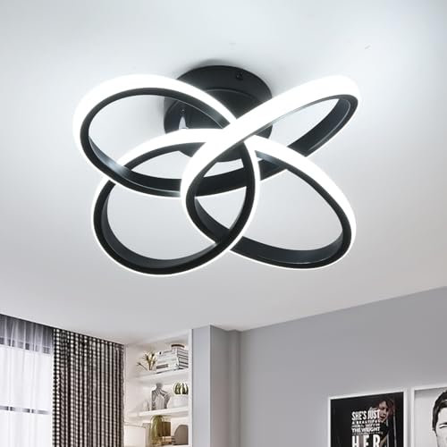 MYCUL LED Deckenleuchte,Modern Minimalistisch Deckenlampe, 32W 3400lm Deckenleuchten Kaltweiß 6000K,Acryl Deckenbeleuchtung lampe, Aluminium leuchte für Küche,Wohnzimmer，Schlafzimmer,Büro,Schwarz
