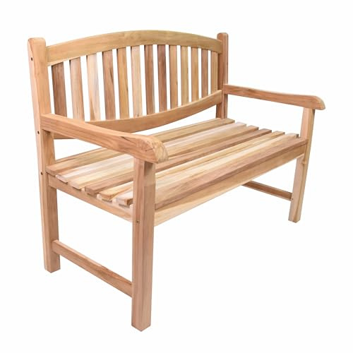 Divero 2-Sitzer Gartenbank Bradford aus Teakholz unbehandelt – Natur-Braun