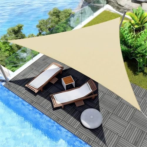 Hiseng Toldo Vela de Sombra Impermeable Triangular, Velas de Sombra para Patio Toldo Exterior Terraza con 3 Cuerdas Protección Rayos UV 95% Velas Parasol para Jardín Pergola (Beige,3x3x3m)
