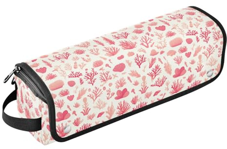 Rosa Korallen Haarwerkzeuge Reisetasche mit hitzebeständiger Matte, tragbarer Haarstyling-Werkzeug-Organizer für Glätteisen, Glätteisen, Lockenstäbe, Reisetasche für Frauen