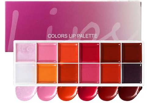 Sminkpaddlar - Läppmakeup | 12 toner fuktgivande kit läpppigmentering hållbar vattentät levande toner för tonåringar resor