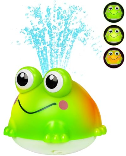 Jovicos Baby Bath Toys, Light Up Bath Time Toys, Automatic Spray Water Frogs, Sensory Shower Toy for Toddler, Bathtub Pool Water Sprinkler Toy for Kids