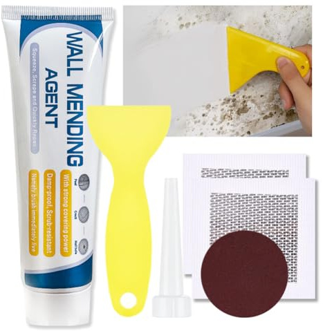 Wall Repair Paste Kit with Squeegee, 100g Repair Cream, Drywall Patches, Fast-Drying Waterproof Formula, Wall Filler Repair Kit, Quick Drying & Waterproof Wall Mending Agent With Mesh