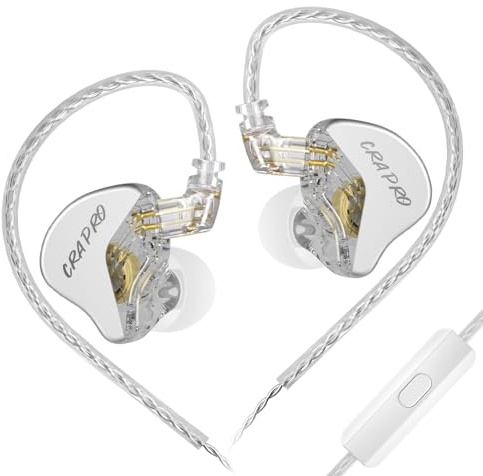 CCA CRA Pro, Monitor In-Ear Ultra Sottile con Membrana DLC e Microfono, Cuffie HiFi DJ con Cavo, Cuffie IEM N52 Planari + Driver a 4 Bobine, Cavo di Separazione a 2 Pin con Fili Ramati per Musicisti