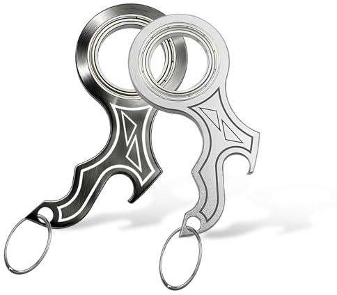Nyckelring spinner 2 st flasköppnare rolig fidget spinnare legering ölöppnare nyckelring bärbar fingerspinnare nyckelring ring för fingerträning, ångestlindring nyckel spinner