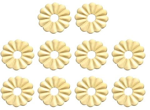 QUARKZMAN 10Pcs Placa Trasera Para Tiradores Gabinete 0.94 Pulgada Forma Hoja Loto Arandelas Latón Radial Decoración Clásica Para Muebles Junta Para Gabinete Cajones Puertas Armario Herrajes