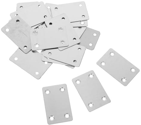 POPETPOP Plaques de Jonction Plates en Acier Inoxydable Argenté 20pcs, Support Angle Droit 4 Trous, Accessoires Polyvalents pour Meubles en Bois Offrant Stabilité