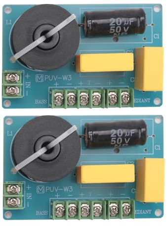 Wanjorlay 2 PCS 200W 3-Way Audio Hifi Filter Circuit Board Stereo Speaker Crossover Filters Treble/ 3 Unit Frequency Dividers