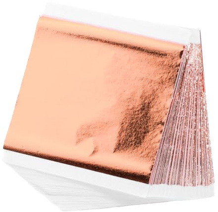 Apausvcm 100 fogli di foglie di rame, imitazione foglia oro rosa, pittura acrilica, foglia oro rosa per fai da te, pellicola oro rosa per unghie, doratura, artigianato, progetti artistici, pittura