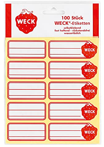 Weck selbstklebende Etiketten 100er Set, Zubehör für Einweckgläser, Einmachgläser und Gläser, zur sicheren und gut lesbaren Beschriftung von Vorratsgläsern
