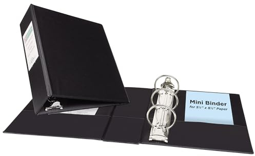 Avery Mini 3 Ring Binder, 2 Round Rings, 1 Black Binder